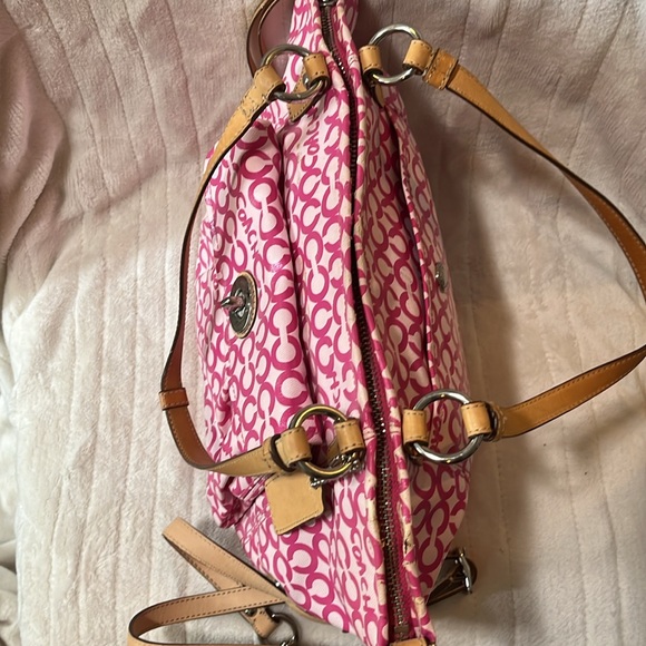COACH Op Art Jacquard Pink Two Way Shoulder Bag and Crossbody Combo - Picture 7 of 16